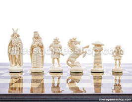 Viking plastic chess pieces / chessmen - white / black - 3,75&quot; / 95 mm -... - £18.50 GBP