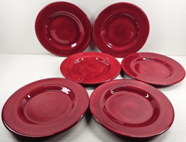 6 Tabletops Unlimited Corsica Cherry Red Dinner Plates Set Hand Painted Dish Lot - £69.80 GBP