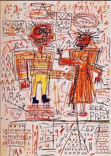 Jean Michel Basquiat Print on Canvas Self Portrait HUGE Abstract 16x28" - $29.70