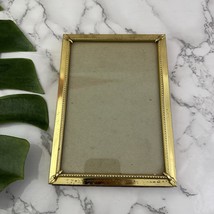 Vintage 80s Brass Metal Picture Frame Beveled Trim Home Decor 5x7 Metallic - $19.79