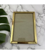 Vintage 80s Brass Metal Picture Frame Beveled Trim Home Decor 5x7 Metallic - $19.79
