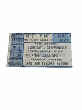 Steppenwolf / Guess Who Concert Ticket Stub Paramount Theatre 1/17/1986 John Kay - £8.97 GBP