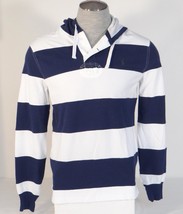 Polo Ralph Lauren Blue &amp; White Striped Hooded Long Sleeve Polo Shirt Men... - £90.42 GBP