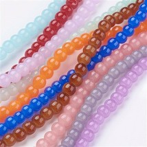 Faux Jade Glass Beads 10 Strands Round asst color 4mm Hole  1mm  31inch 67Z - £9.88 GBP