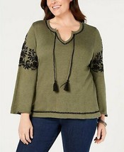 Style &amp; Co Plus Size Embroidered Peasant Sweater, Size 3X - £16.21 GBP