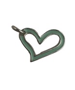 Vintage Silver Tone Heart Shape with Teal Interior Pendant - $4.00