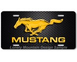 Ford Mustang Inspired Art Gold on Mesh FLAT Aluminum Novelty License Tag... - £14.08 GBP