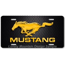 Ford Mustang Inspired Art Gold on Mesh FLAT Aluminum Novelty License Tag... - $17.99