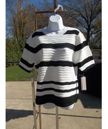 NWT NANETTE LEPORE CUTE WHITE&amp;BLACK SWEATER L - $29.99