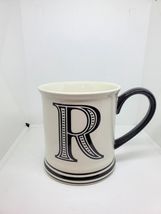16oz Monogram Initial R White Mug  Double-Sided Black Trim image 2