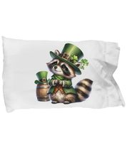 Raccoon Leprechaun Pillow Case for St. Patrick&#39;s Day, Trash Panda Bed Pillow She - £18.81 GBP