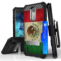 For Lg Aristo 3,2+ Rebel 4 Tri Shield Hybrid Belt Clip Holster Case Mexico Flag - £19.83 GBP