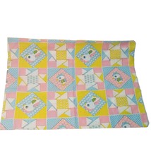 Vintage Baby Doll Pillow Case Nursery Chicken Quilt Square Pink Yellow Blue - $12.94
