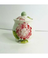 Ceramic Canister Jar and Lid Pink Hydrangea Flower Decorative 5&quot; x 4&quot; - £11.03 GBP