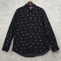 Tommy Hilfiger Shirt Mens Large Black Corduroy Button Up Long Sleeve Skiing - $21.73