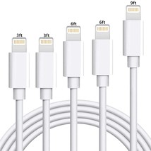 Iphone Charger Cable 5Pack(3Ft/3Ft/6Ft/6Ft/9Ft) Usb Fast Long Iphone Charging Co - £15.17 GBP