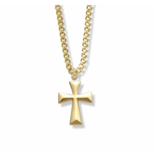 14K Gold Filled Flared Cross Necklace &amp; Chain - £47.44 GBP