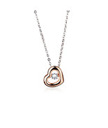 Luv Eclipse Heart Necklace for Girls Sterling Silver Platinum Plated wit... - $29.00