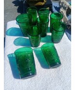 9 Vintage Anchor Hocking Sandwich Forest Green Juice Glass 3.5&quot; &amp; 4&quot; - $89.08 CAD