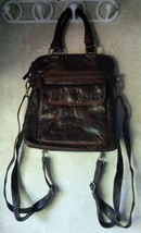 Womens Hunt Lifestyle Distressed Leather Purse Backpack Dark  Brown - £29.44 GBP