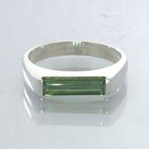 Green Tourmaline Gemstone 925 Silver Size 6.75 Ring Solitaire Unisex Design 2 - £60.36 GBP
