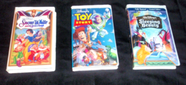 Snow White And The Seven Dwarfs, Toy Story, Sleeping Beauty Vhs Set Of 3, Vg - £14.46 GBP