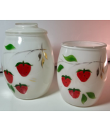 Vintage Bartlett Collins 3 Piece Glass Canister Set Strawberries Hand Pa... - £58.66 GBP