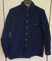 Mens M Panda Cobalt Blue Corduroy Casual Work Farm Button Down Shirt - $18.81