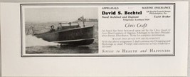 1927 Print Ad Chris-Craft Boat Dealer David Bechtel Philadelphia,PA Chris Smith - £11.65 GBP