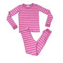 Hanna Andersson Striped Two Piece long john long sleeve Pajama Set sz 12 pink - £21.85 GBP