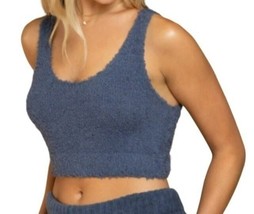 POL Fuzzy Cropped Tank JP33 Crop Top Racerback Shirt Dusty Blue Women&#39;s ... - $19.59