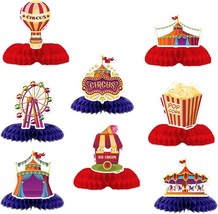 Circus Carnival Honeycomb Centerpieces Red Yellow Striped Circus Tent We... - $28.66