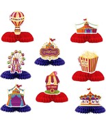 Circus Carnival Honeycomb Centerpieces Red Yellow Striped Circus Tent We... - £22.41 GBP