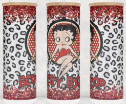 Frosted Glass Betty Boop Classic Sweetheart Cheetah Print Cup Mug Tumbler 25oz - £15.91 GBP