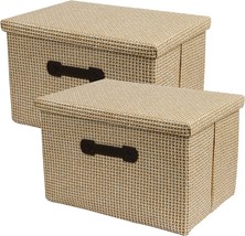 2 Pack Decorative Storage Boxes With Lids Storage Woven Baskets For, Khaki - £31.36 GBP