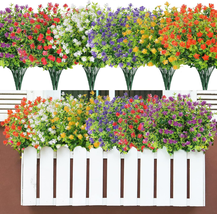 Artificial Flowers 24 Bundles for Outdoors, Fake Flowers in Bulk Plastic Plants  - £28.97 GBP