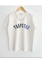 Unisex White Trapstar Printed Oversize Crew Neck Short Sleeve Cotton T-s... - $14.00