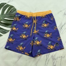 Neff Mens Swim Trunks Shorts Size L Purple Yellow Wizard Hat Frogs Unlined - £15.56 GBP