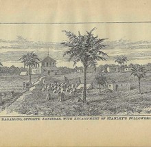 Henry Stanley Camp Bagamoyo Africa 1889 Victorian Print 1st Edition DWV1D - £23.50 GBP