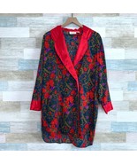 Victorias Secret VTG Satin Notch Collar Sleep Shirt Red Floral PJs Women... - $54.44