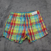 HM Shorts Mens M Blue Plaid Tie On Waist Mesh Lining Active Beach Pull On Bottom - £17.99 GBP