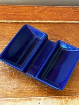 Crate &amp; Barrel Marked Cobalt Blue Ceramic Two Compartment Condiment Hold... - £9.02 GBP