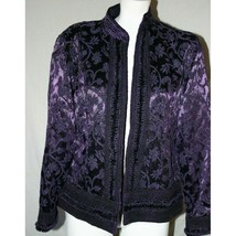 Coldwater Creek Women&#39;s Purple Embroidered Suit Coat Jacket Broque Medium - £47.18 GBP