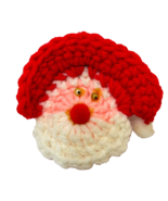 Vintage Handmade Crocheted Christmas Santa Claus Pin Brooch 3.25 x 3 inch - $12.39