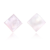 Geometrical Pink Rhombus Natural Shell Sterling Silver Stud Earrings - £10.27 GBP