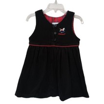 Oshkosh Corduroy Dress Girls 4T Black Jumper Vintage USA Made Embroidered Horse - £15.85 GBP