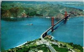Vintage Aerial View Postcard Golden Gate Bridge San Francisco California - £11.82 GBP