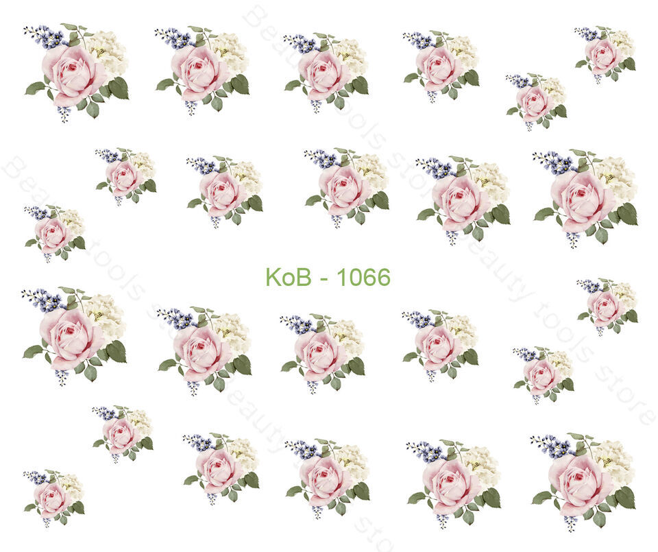 Nail Art Water Transfer Stickers Decal Pretty Pink Roses KoB-1066 - $2.89