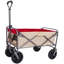 Outdoor Garden Multipurpose Micro Collapsible Beach Trolley Cart - Red - £62.36 GBP