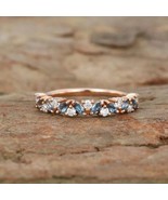 London Blue Topaz Wedding Half Eternity Band, 14K Rose Gold Plated Weddi... - $67.49